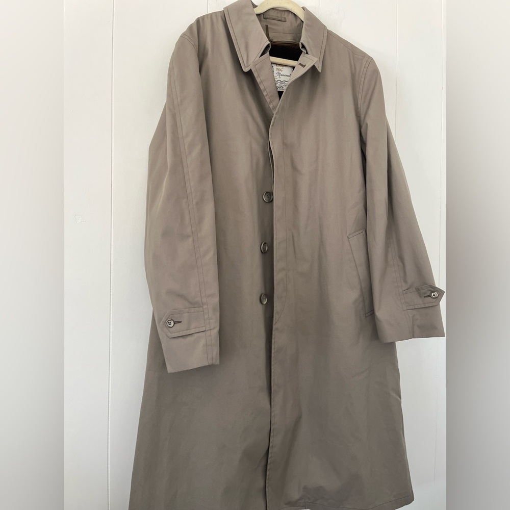London Fog Vintage Men’s Overcoat 44 Long 70s-80s Removable Brown Liner - Picture 9 of 16